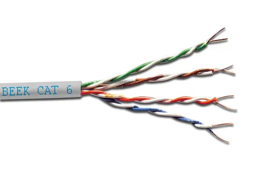 BEEK BC-500-UU6-HF Category 6 (Cat. 6) U-UTP İç Mekan Data Kablosu 4x2x23 AWG LSZH (Low Smoke Zero Halogen) Gri renk 500