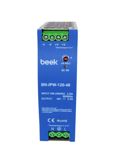 BEEK BN-IPW-120-48 Endüstriyel 120W Watt AC <-> DC Güç Kaynağı, DIN-Ray Montajına Uygun