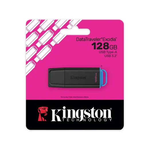128 GB USB3.2 KINGSTON DATA TRAVELER EXODIA SİYAH/MAVİ (DTXG2/128GB) görseli 3