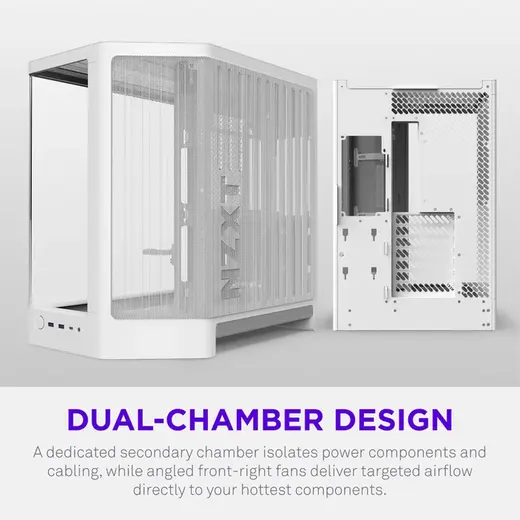 NZXT H6 RGB+ CC-H62FW-P1 Dual-Chamber Gaming Mid-Tower PC Kasası Beyaz görseli 7