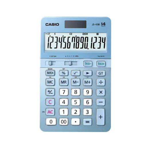 Casio JS-40B-BU Mavi Profesyonel 14 Hane Masa Üstü Hesap Makinesi