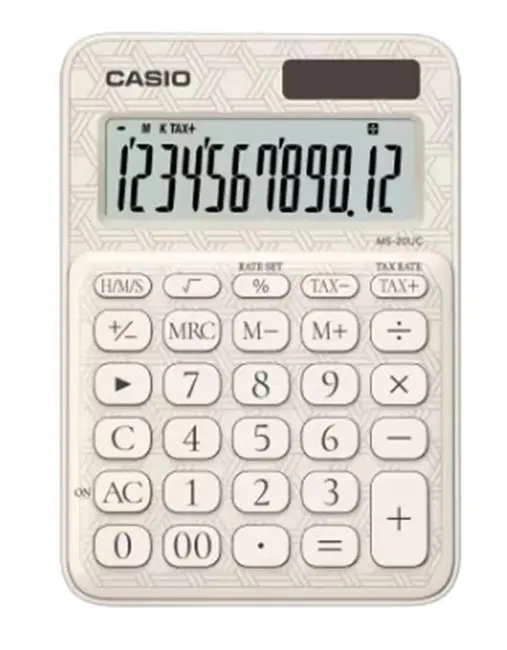 Casio MS-20UC-JWE 12 Hane Beyaz Desenli Masa Üstü Hesap Makinesi