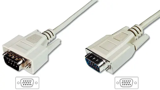 DIGITUS AK-310100-018-E VGA Monitör Kablosu, HD15 Erkek - HD15 Erkek, 1.80 metre, AWG 28, 3CF/4C, bej renk