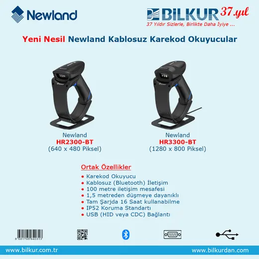 Newland HR3300-BT (AI) Yapay Zeka Destekli Kablosuz Karekod Okuyucu USB Bağlantılı görseli 8