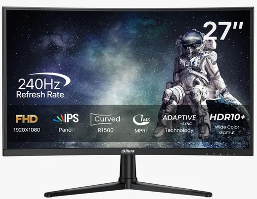 DAHUA 27" LM27-E240C 1920x1080 R1500 1MS 240Hz DP/HDMI +VESA +CURVED
