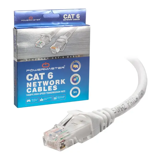POWERMASTER CAT6 3 METRE RJ45 PATCH NETWORK ETHERNET İNTERNET KABLOSU alternatif görünüm
