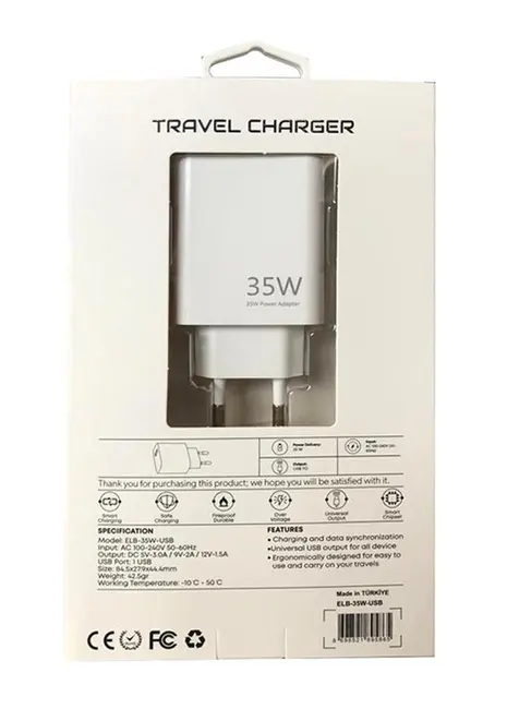 Elba ELB11 Elb-35w USB 35w Hızlı Şarj Akım Koruma EV Şarj Kafa alternatif görünüm