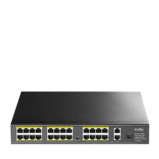 CUDY 24port PoE 300w 1-SFP 2-Uplink Gigabit Yönetilemez Switch FS1026PS1 görseli 4