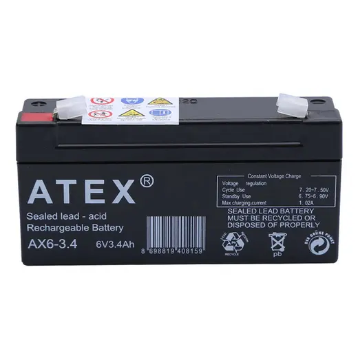 ATEX AX6-3.4 6 VOLT - 3.4 AMPER YATIK AKÜ (12.5X6X3CM) alternatif görünüm