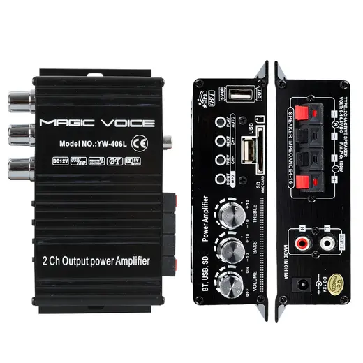 MAGICVOICE YW-406L 12 VOLT 100 WATT MOTOSİKLET BLUETOOTH AMFİ USB/SD 2 KANAL PAZARCI - ANFİ (154X80X42MM) alternatif görünüm