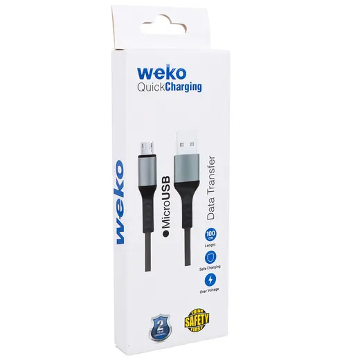 WEKO WK-22023 USB TO MICRO USB ÖRGÜLÜ GRİ 1 MT ŞARJ KABLOSU (NO:14) alternatif görünüm