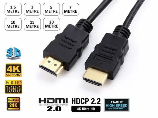 10 Metre HDMI 3D + 4K UHD Erkek / Erkek Altın Uç Kablo alternatif görünüm