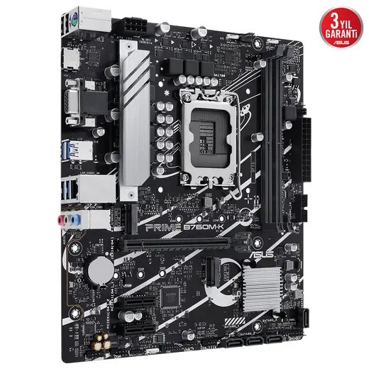 Asus PRIME B760M-K Intel 1700p DDR5 8000 HDMI VGA Çift M2 USB3.2 AURA RGB mATX alternatif görünüm