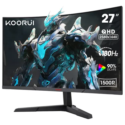 Koorui 27" 27E6QCA Curved 180Hz Gaming 2K Monitör Siyah 1ms