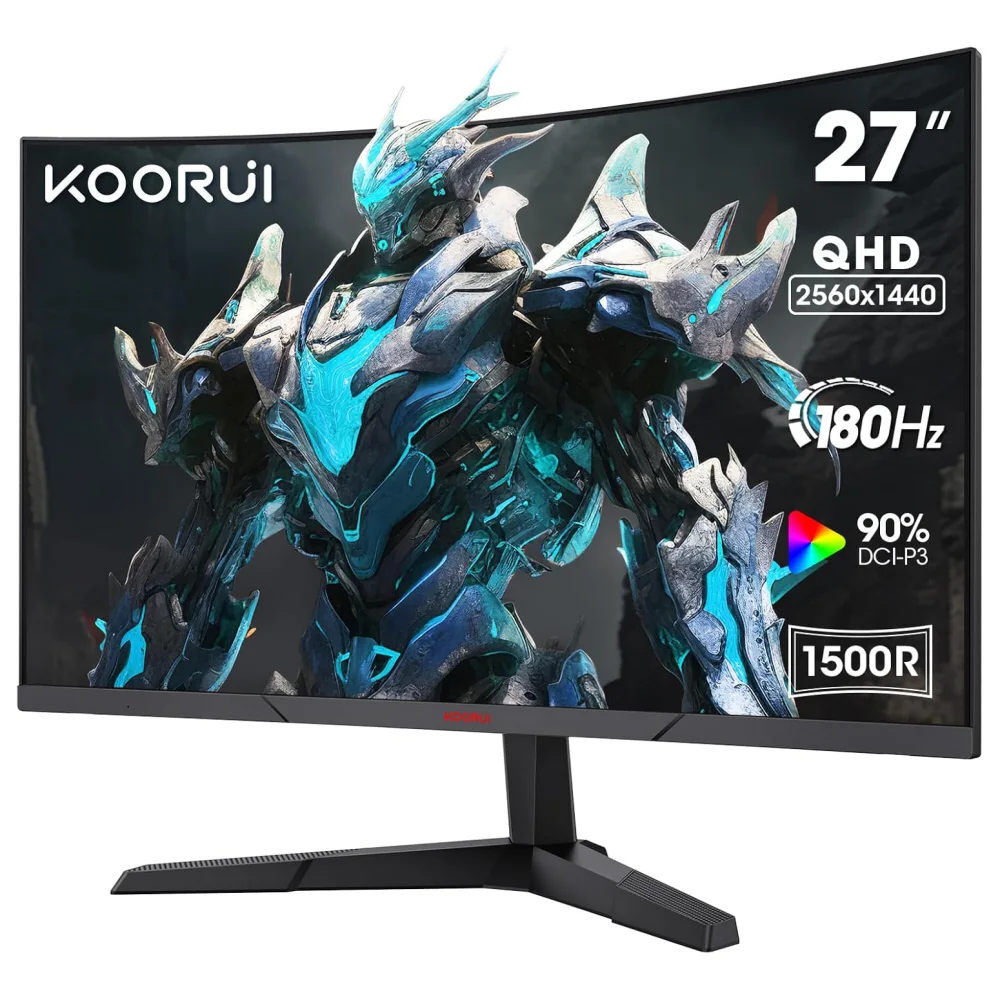 Koorui 27" 27E6QCA Curved 180Hz Gaming 2K Monitör Siyah 1ms