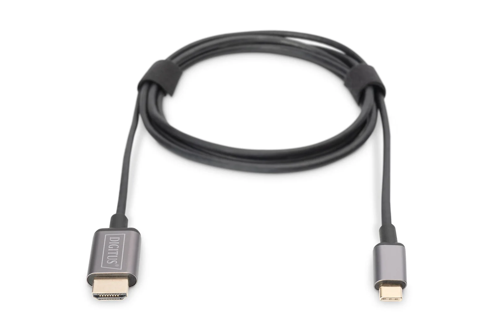 DIGITUS DA-70821 USB-C HDMI Görüntü Adaptör Kablosu, UHD 4K/30Hz, 1.8 metre, siyah renk, metal gövde