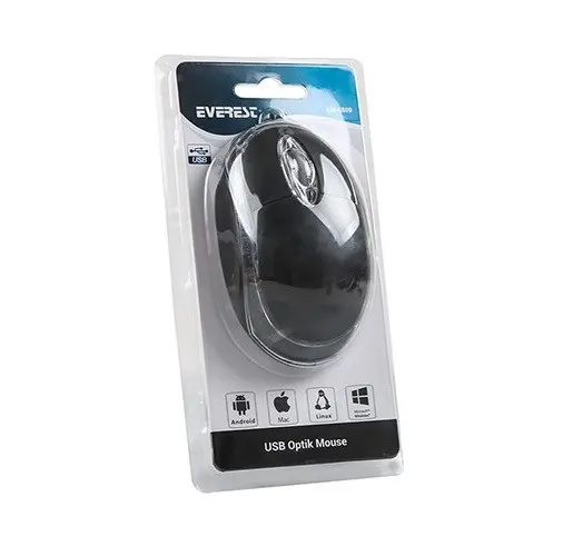Everest Kablolu Mavi Işıklı Mouse Siyah (KM-6809) görseli 3