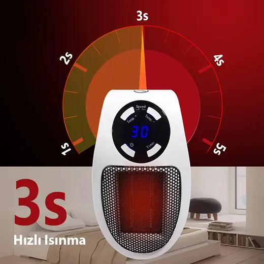POWERMASTER PM-20327 500 WATT PRİZ TİPİ UZAKTAN KUMANDALI TAŞINABİLİR ISITICI (ZAMANLAYICI) (OM-1211) görseli 3