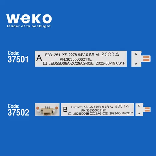 WKSET-6830 37501X8 37502X2 LED55D06A/B-ZC29AG 10 ADET LED BAR alternatif görünüm
