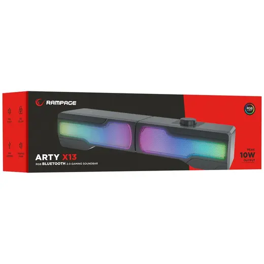 Rampage Arty X13 2.0 Bluetoothlu Rms 3W-2 RGB Işıklı Multimedia Usb 5V 45dB Gaming Oyuncu Speaker alternatif görünüm