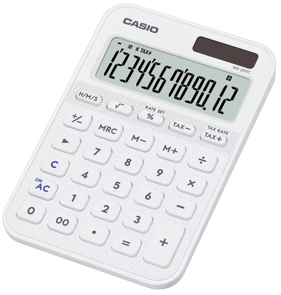 Casio MS-20YC-WE 12 Hane Beyaz Masa Üstü Hesap Makinesi