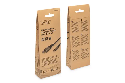 DIGITUS DB-340106-020-S 8K DisplayPort Adapter Cable, Mini DP to DP M/M, 2.0m, Alu Housing, UHD 8K, DP 1.4, bl görseli 4