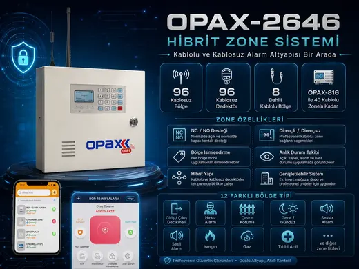 OPAX-2646 Kablolu ve Kablosuz GPRS/GSM Alarm Paneli görseli 4