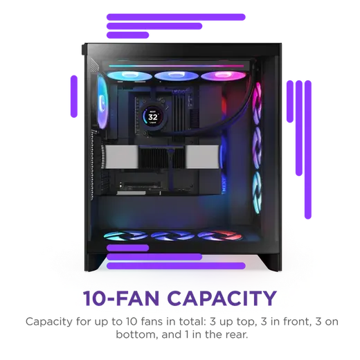 NZXT H7 FLOW 2024 CM-H72FB-R1 RGB Gaming EATX PC Kasası görseli 2