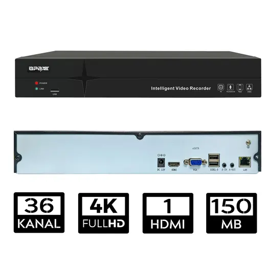 OPAX-36800 36 KANAL 4K 2HDD NVR KAYIT CİHAZI