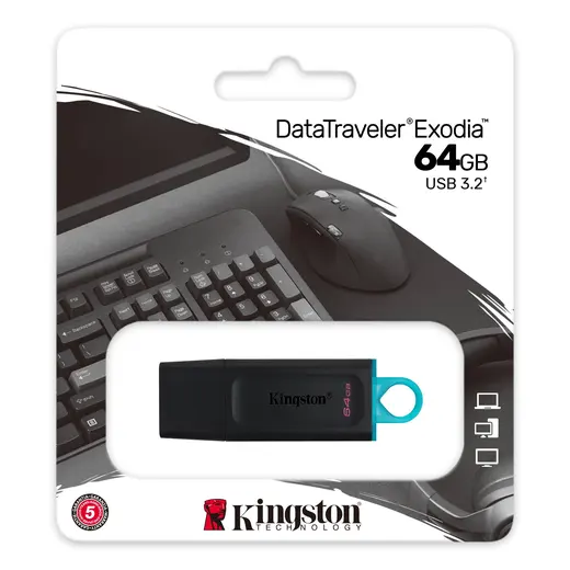 KINGSTON 64GB USB 3.2 Exodia DTX/64GB Siyah Taşınabilir Bellek görseli 3
