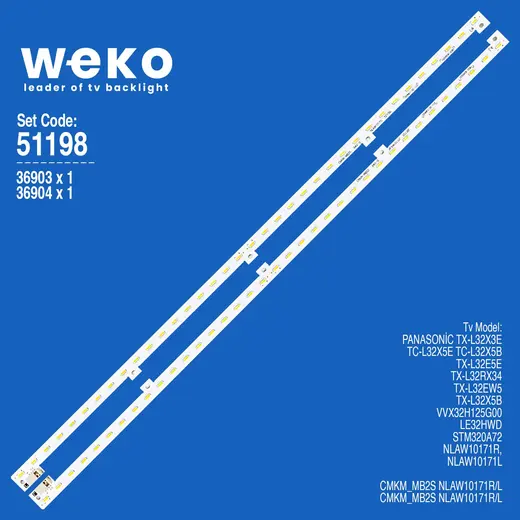 WKSET-6198 36903X1 36904X1 CMKM-MB2S NLAW10171L/R 2 ADET LED BAR (36LED)