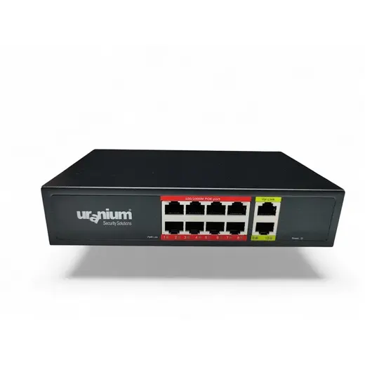 URANIUM POE-G8002-96W 8 PORT GIGABIT + 2 PORT GIGABIT RJ45 UPLINK POE SWITCH (REALTEK CHIPSET)