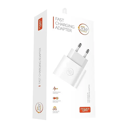 POWERWAY RX20 PD 20W IPHONE X-11-12-13 PRO PRO MAX UYUMLU TYPE-C HIZLI ŞARJ BAŞLIĞI alternatif görünüm