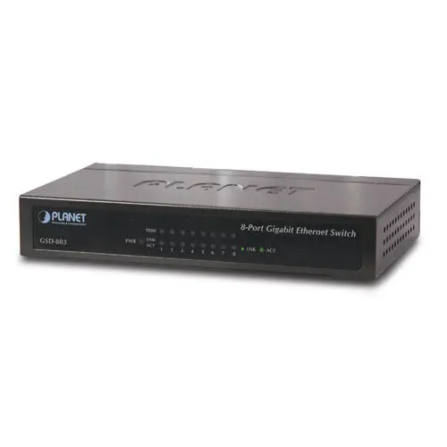 PLANET PL-GSD-803 Yönetilemeyen Switch (Unmanaged Switch) 8-Port 10/100/1000Base-T Harici güç adaptörü