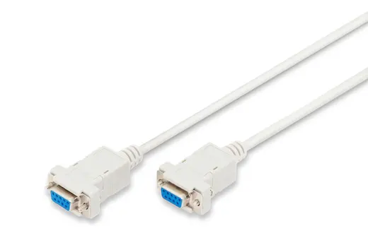 DIGITUS AK-610100-018-E Modem Bağlantı Kablosu, D-Sub9 Dişi - D-Sub9 Dişi, 1.8 metre, vidalı, bej renk görseli 6