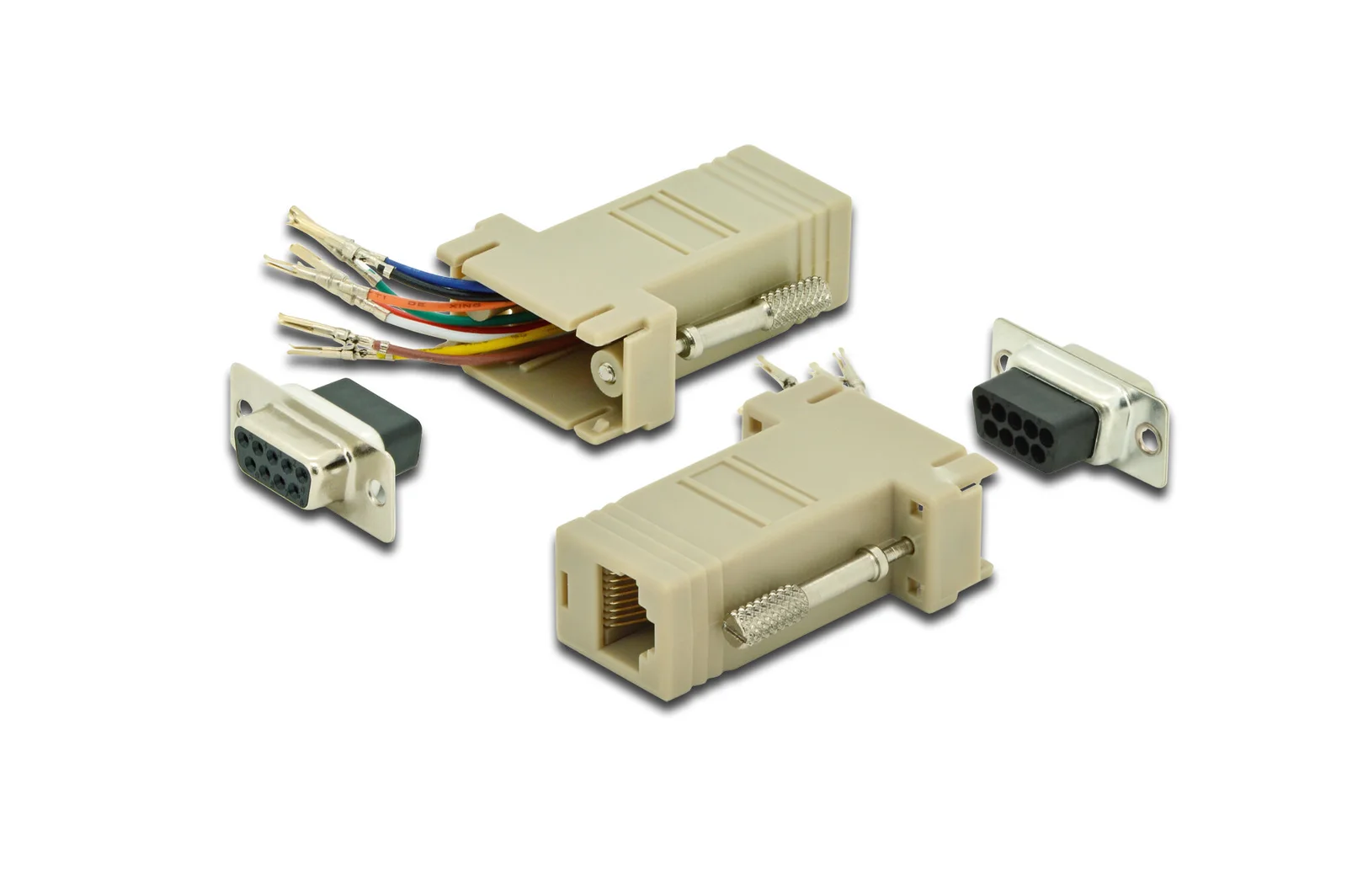 DIGITUS AK-610516-000-I Modüler Adaptör (Coupler), DB9 Dişi RJ45 Dişi, Vidalı, PVC, Bej Renk