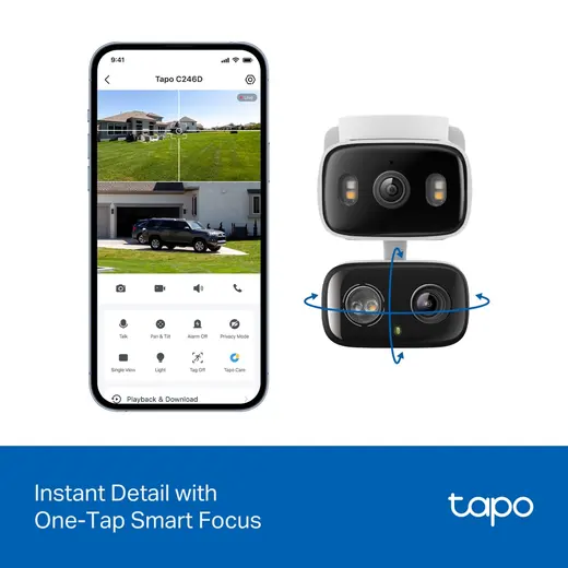 TP-LINK 3MP Tapo C246D Wifi Kablosuz Çift Lensli Pan/Tilt IP Güvenlik Kamerası görseli 5