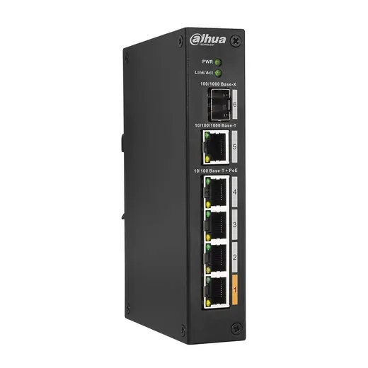 DAHUA 4port PoE 60w 1-SFP 10/100 Yönetilemez Endüstriyel Switch PFS3106-4ET-60 görseli 2