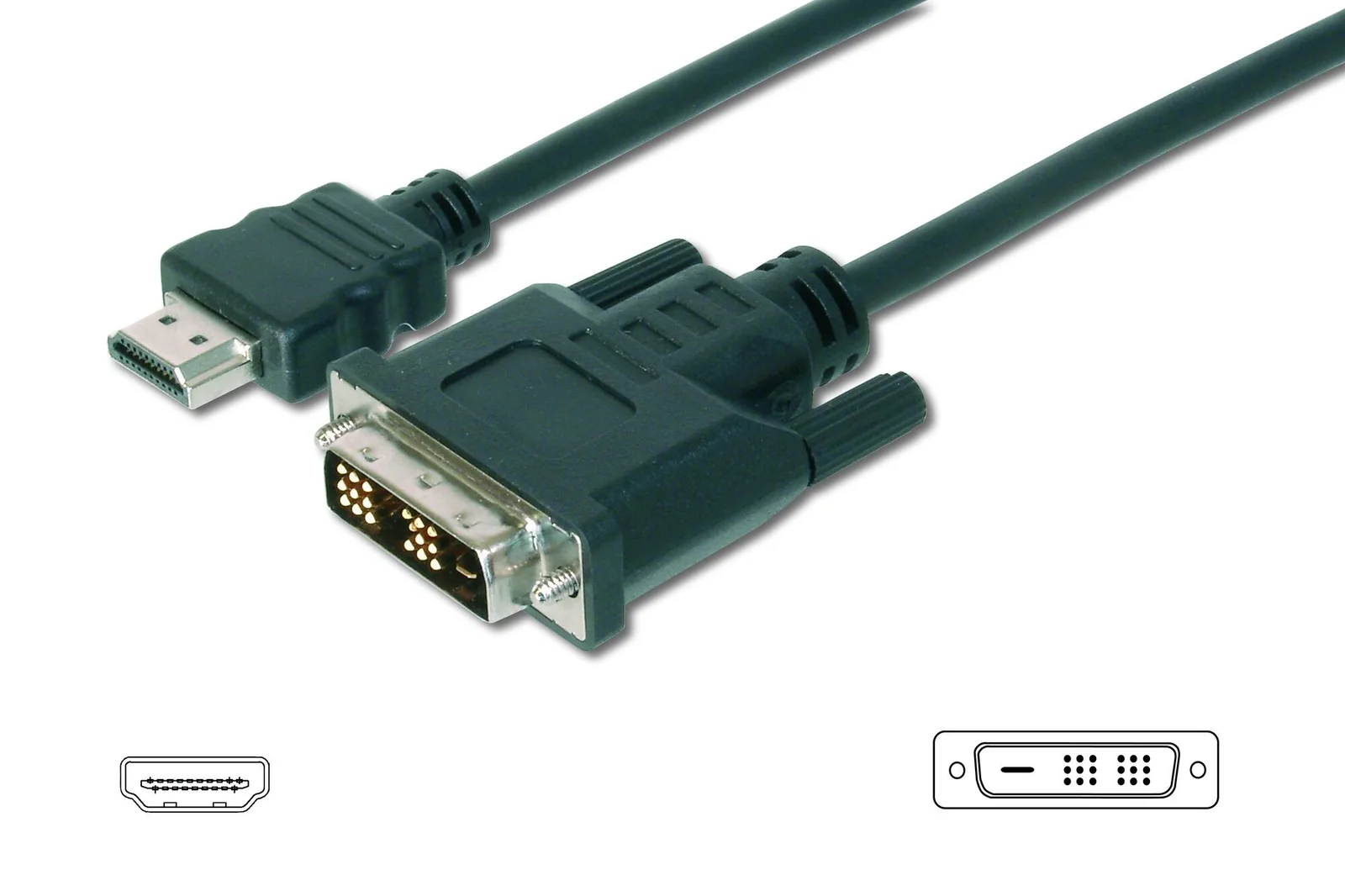 DIGITUS AK-330300-030-S HDMI DVI-D Adaptörü, HDMI Tip A Erkek - DVI-D (18+1) Erkek, 3 metre, HDMI 1.3, UL, siyah renk