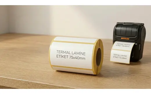 Termal Lamine Etiket 75x40mm 1'li | 3 İnç Mobil Yazıcı Uyumlu görseli 1