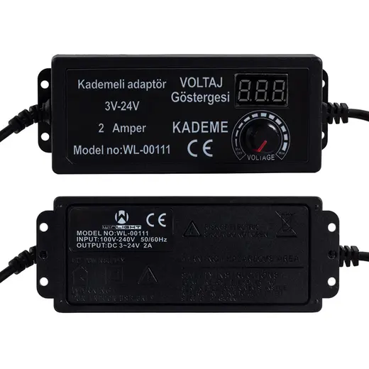 WINLIGHT WL-00111 3 VOLT - 24 VOLT - 2 AMPER 5.5*2.5 UÇLU DIGITAL EKRANLI AYARLI KADEMELİ ADAPTÖR alternatif görünüm