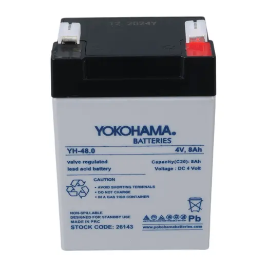 YOKOHAMA YH-48.0 4 VOLT - 8 AMPER KURU AKÜ (68 X 45 X 95 MM) görseli 3