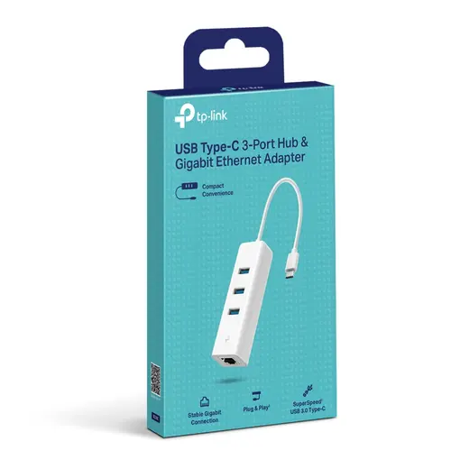 TP-Link UE330C USB 3.0 Type-C to with 3-Port USB3.0 Type-A Hub Network Adapter görseli 3