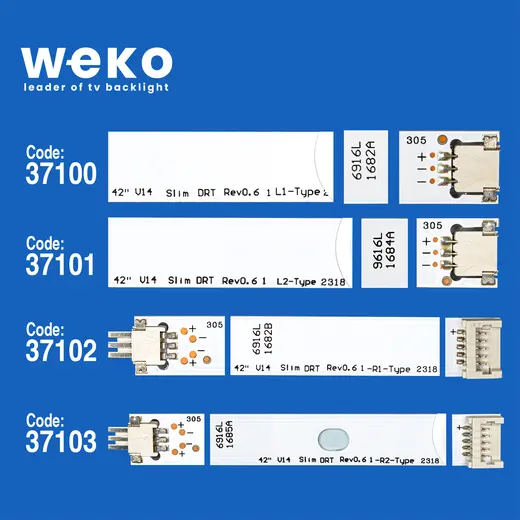 WKSET-6381 37100X3 37101X2 37102X3 37103X2 42 V14 SLİM DRT REV0.3 1 10 ADET LED BAR alternatif görünüm
