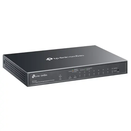 TP-LINK OMADA ES210GMP 10 PORT GIGABIT + 8PORT POE+ YÖNETİLEBİLİR 123W POE METAL KASA SWITCH görseli 3