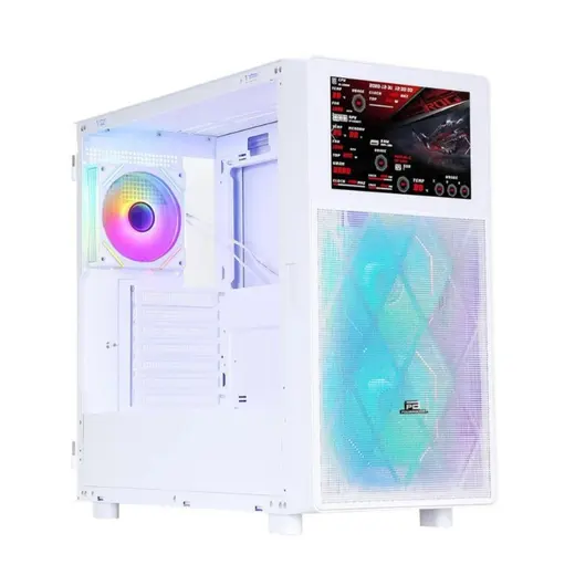 POWERBOOST PB-P4367BW 3-RGB Fanlı LCD Ekranlı Gaming Mid-Tower PC Kasası Beyaz görseli 3