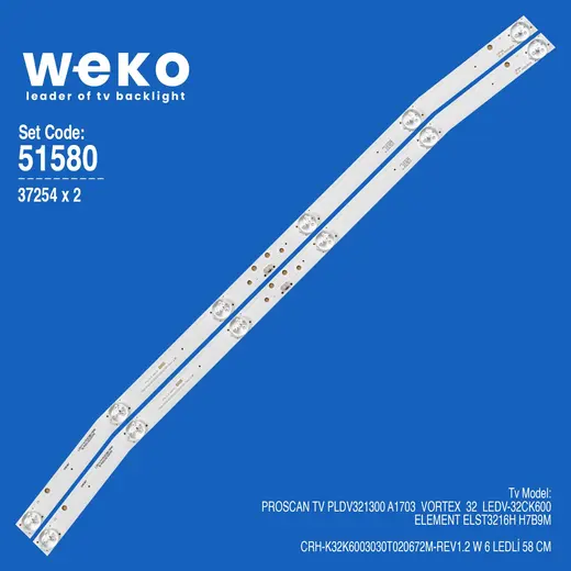 WKSET-6580 37254X2 CRH-K32K6003030T020672M-REV1.2 W 2 ADET LED BAR