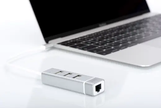 DIGITUS DA-70253 TYPE C KON.+3 PORT USB2.0 HUB+ FAST ETHERNET LAN görseli 3