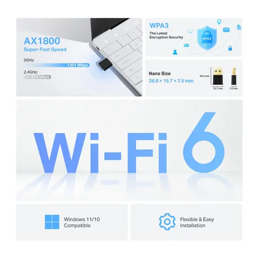 TP-LINK ARCHER TX20U Nano USB Kablosuz Adaptör görseli 2