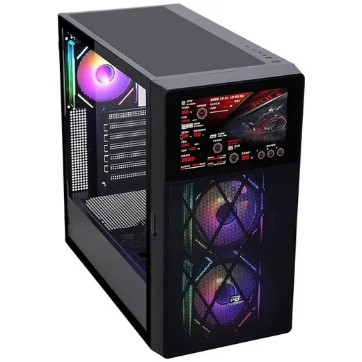 POWERBOOST PB-P4367BB LCD Mesh Panel Gaming Mid-Tower PC Kasası görseli 6